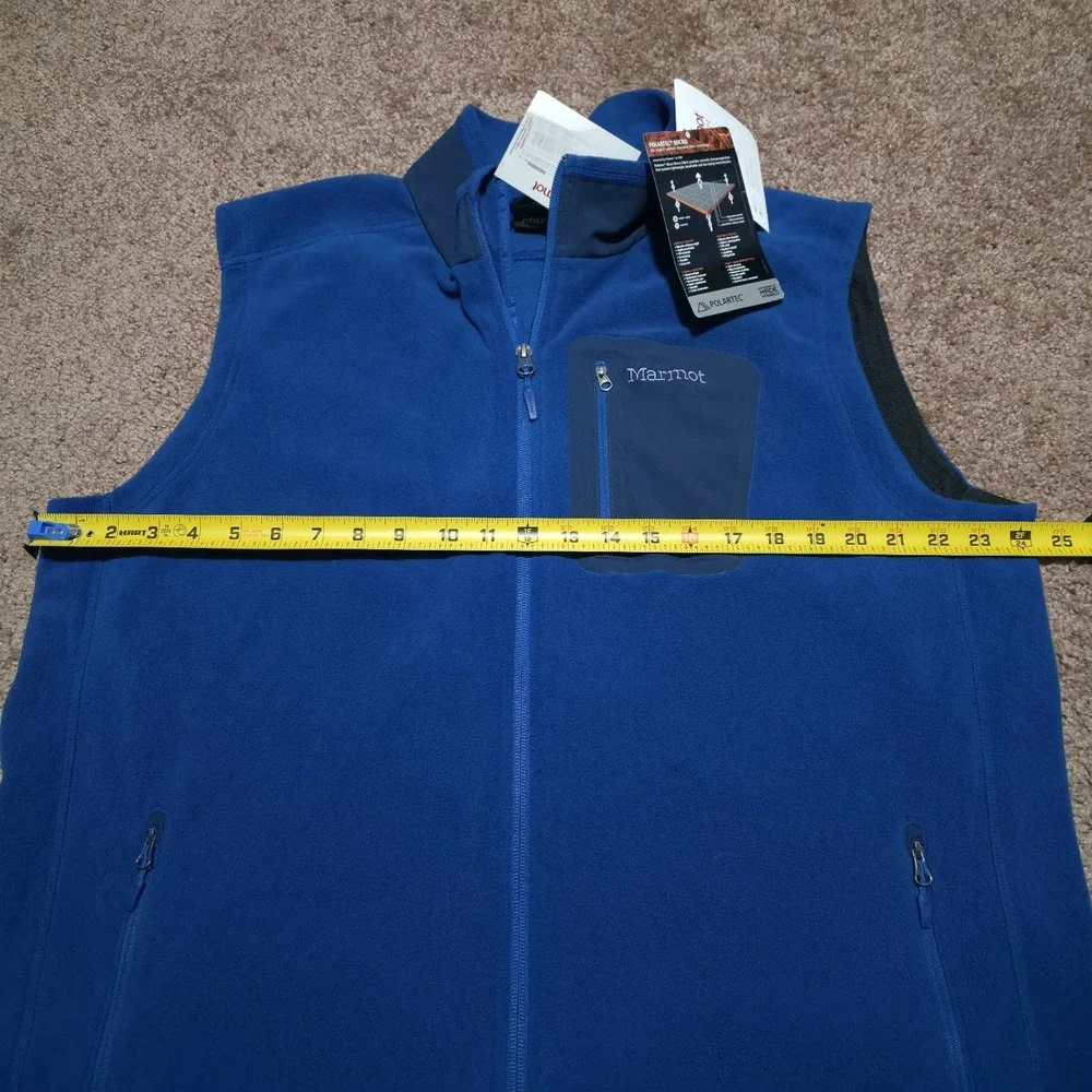 Marmot PolarTec Vest Mens Size 2XL Blue‎ Fleece Full Zip Lightweight Casual New